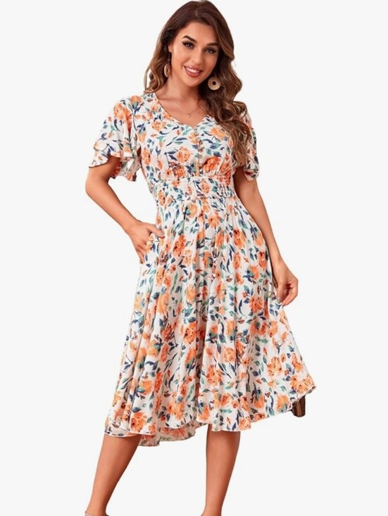 Nerlerolian Dresses & Skirts - Orange Floral Dress